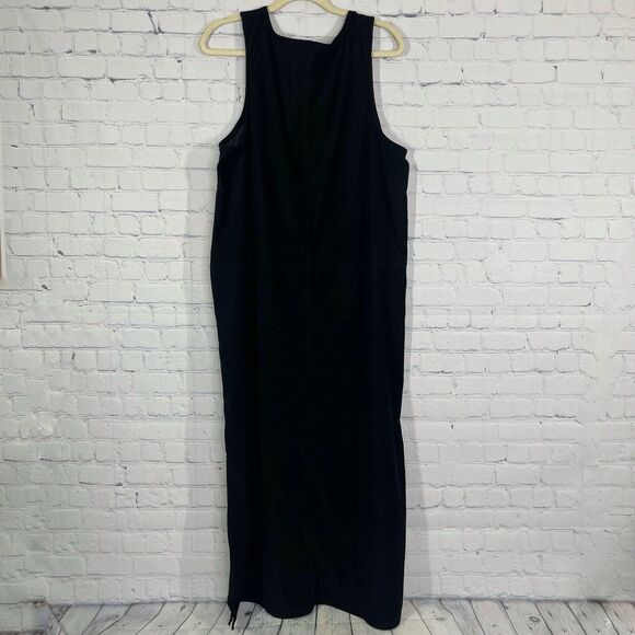 VTG 90s Goth Black Maxi Overall Dress XL Edgy Grunge Emo Style Velvet Whimsigoth - Picture 3 of 14